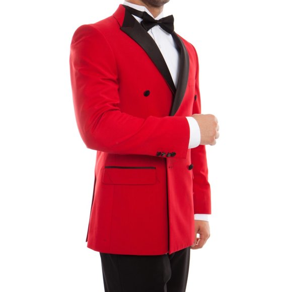 Double Breasted Red Mens Tuxedo w/ Black Pants by Bryan Michaels - Picture 6 of 6